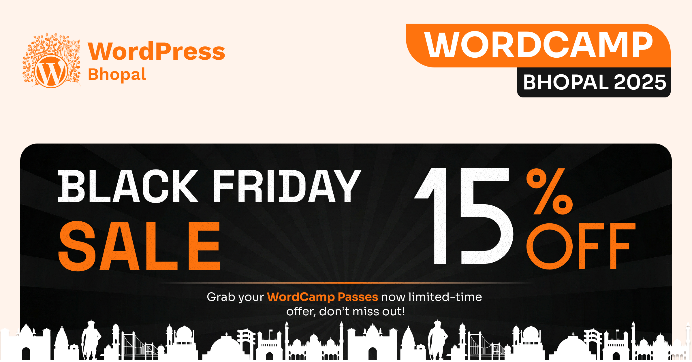 Best Black Friday Offer in India: 15% Off on WordCamp Bhopal 2025 Passes!